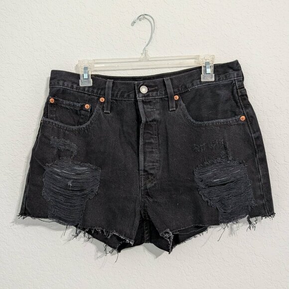 Levi's Pants - Levis 501 Women's Button Fly Black Denim Cut Off Jean Shorts (Size 31)
